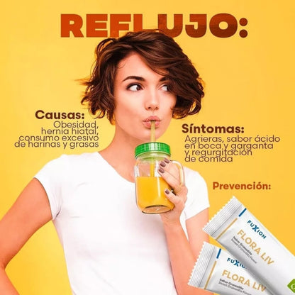 Flora Liv Fuxion Probióticos y Fibra Prebiótica para la Salud Digestiva - 28 sobres