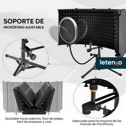 Paneles De Aislamiento Para Micrófono + Trípode + Filtro Pop