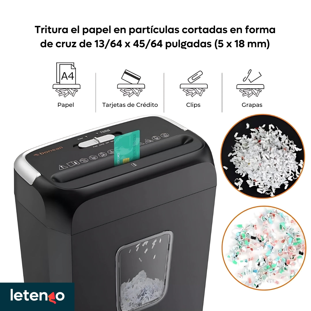 Destructora Trituradora De Papel Tarjeta Bonsaii Automática