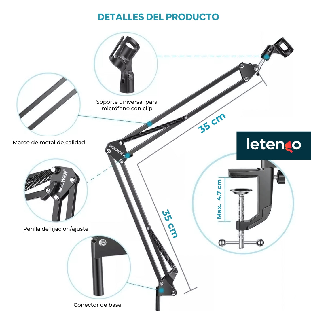 Soporte De Brazo Tijera Ajustable Neewer Nb-3 Para Micrófono