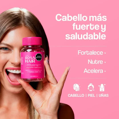 Gomas Masticables Con Colágeno Rosa Hair Para Tu Cabello, Piel y Uñas - Rosa Latina