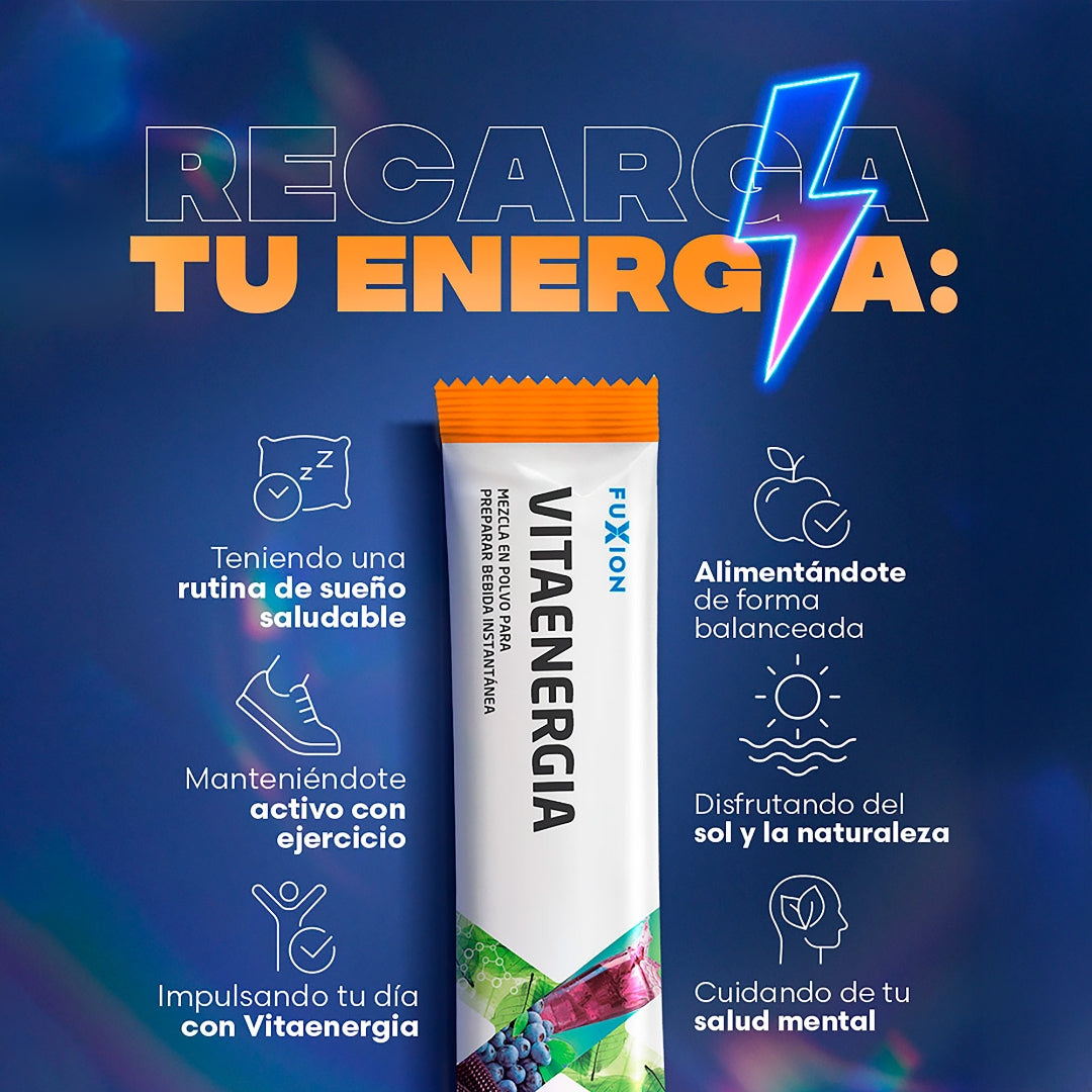 Vitaenergía Fuxion Vitaminas, Minerales,  Antioxidantes, Aminoácidos - 30 Sobres