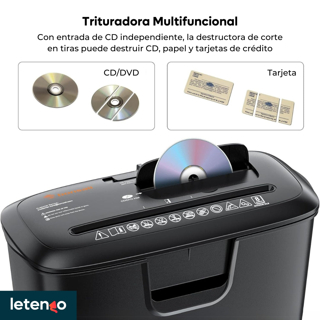 Destructora Trituradora De Papel Tarjeta Picadora Automática