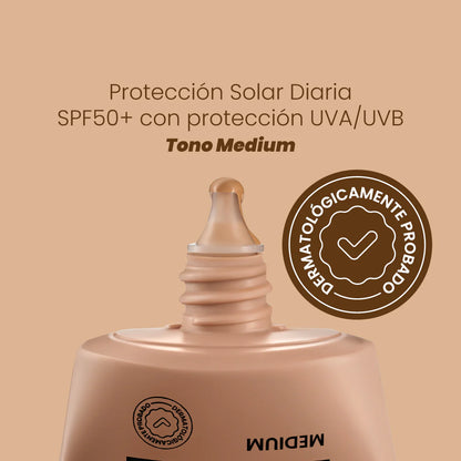 Protector Solar SPF50+ Con Proteccion UVA/UVB (Tono Medium) - Anyeluz