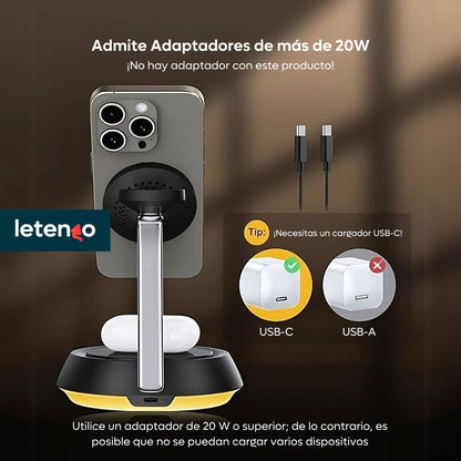 Cargador Inalámbrico Rápido 3 En 1 iPhone Apple Watch Aipods