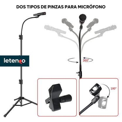 Soporte Base Para Micrófono + Bolso, Paral Altura Ajustable