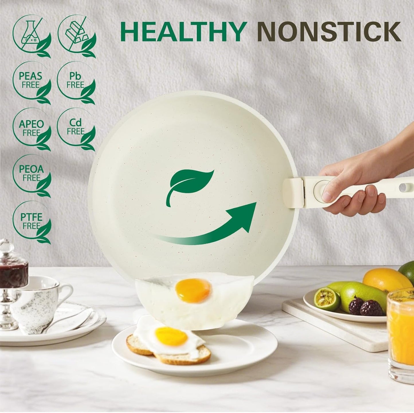 Juego De Ollas De Cerámica Batería Antiadherente Extraíble