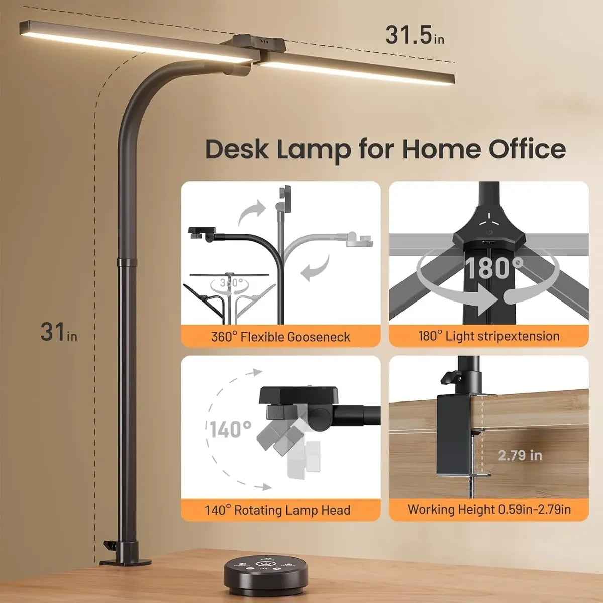 Lámpara Barra De Luz Led Para Monitor Con Control, Oficina Negro