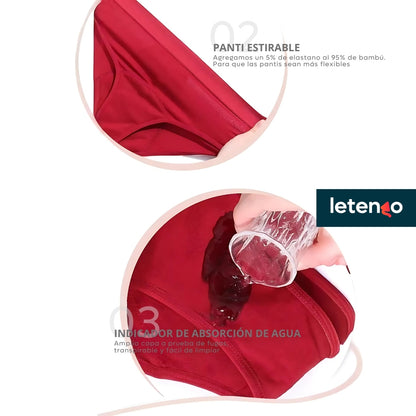 Panty Menstrual 4capas Absorbente Periodo Bambú Antibacteria