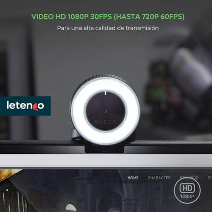 Cámara Web Razer Kiyo Webcam Gamer 1080p Con Luz Y Micrófono