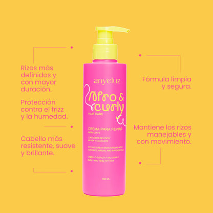 Crema Para Peinar Hidratante Para Rizos Afro & Curly - Anyeluz