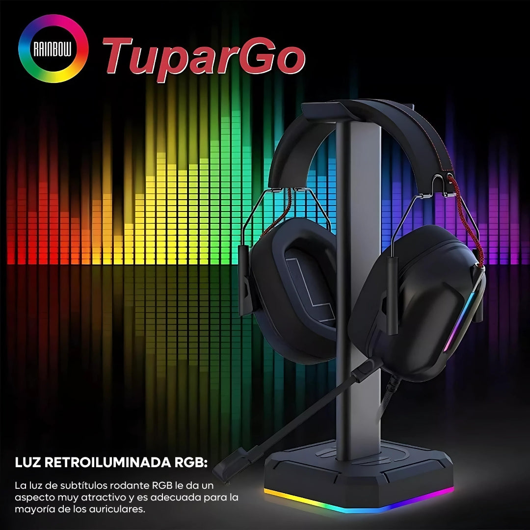 Base Soporte De Auriculares Diademas Gamer Rgb Para Mesa