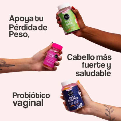 Kit Gomas Masticables Rosa Hair + Rosa Bella + Rosa Essence - Rosa 360 - Rosa Latina