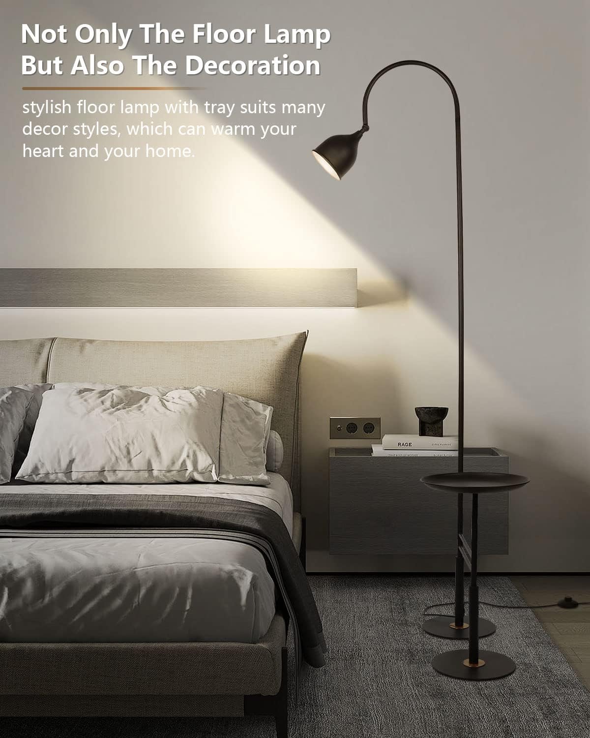 Lámpara De Pie Led Con Mesa Habitación Oficina Sala Moderna