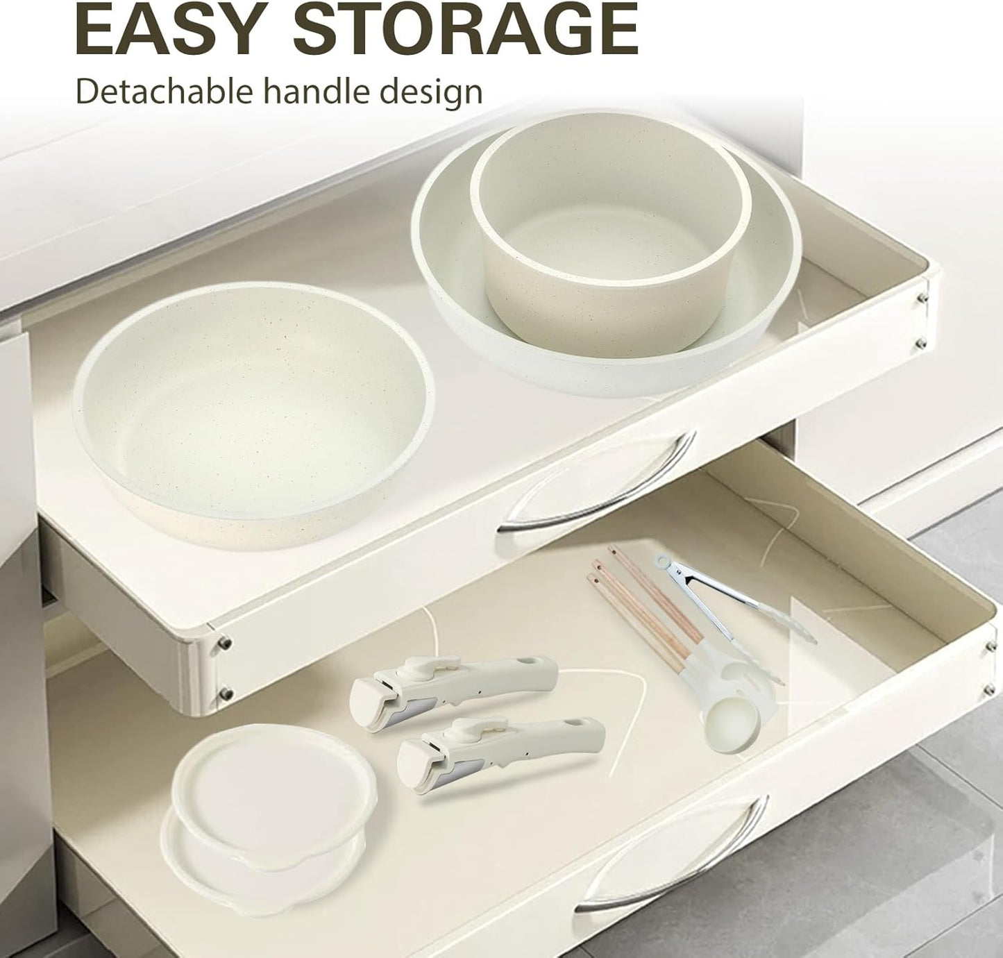 Juego De Ollas De Cerámica Batería Antiadherente Extraíble