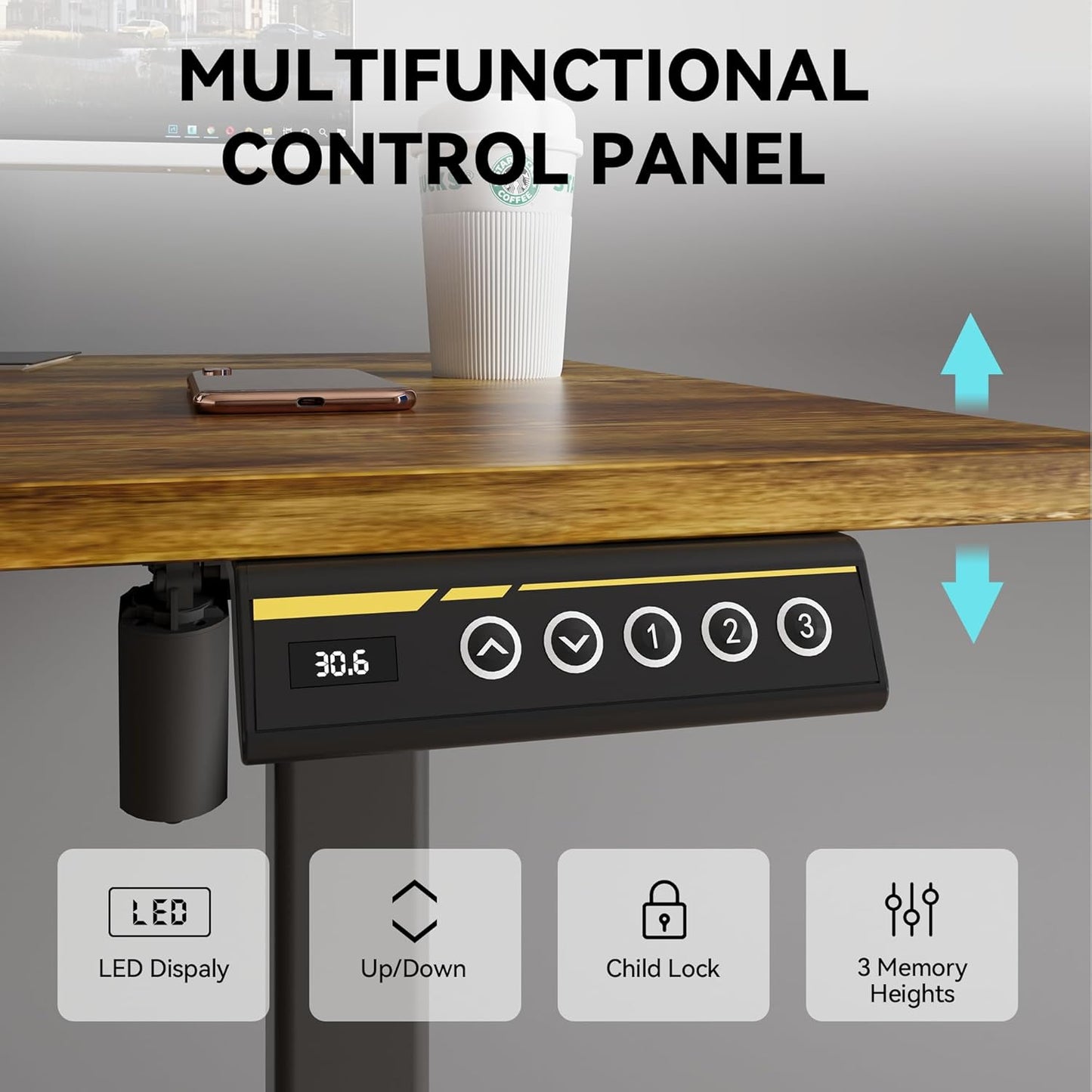 Escritorio Eléctrico De Altura Ajustable, De 60 X 120 Cm