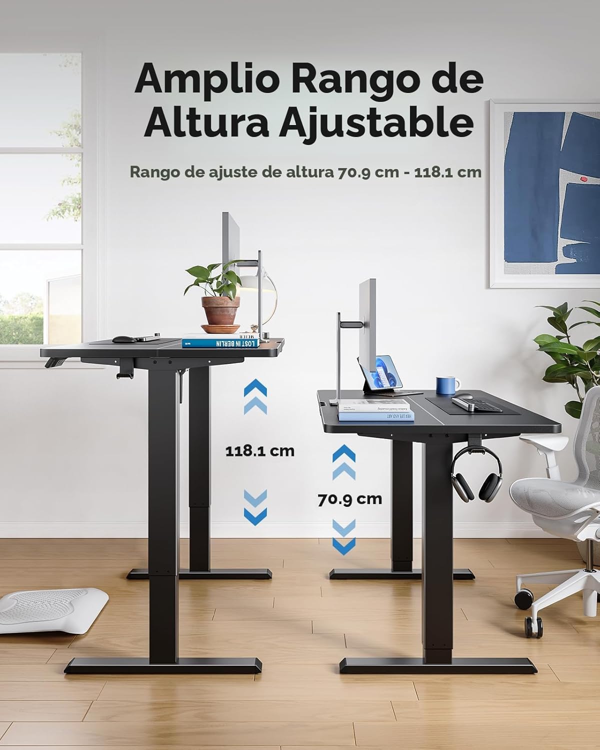 Escritorio Eléctrico De Altura Ajustable 60 A 120 Cm