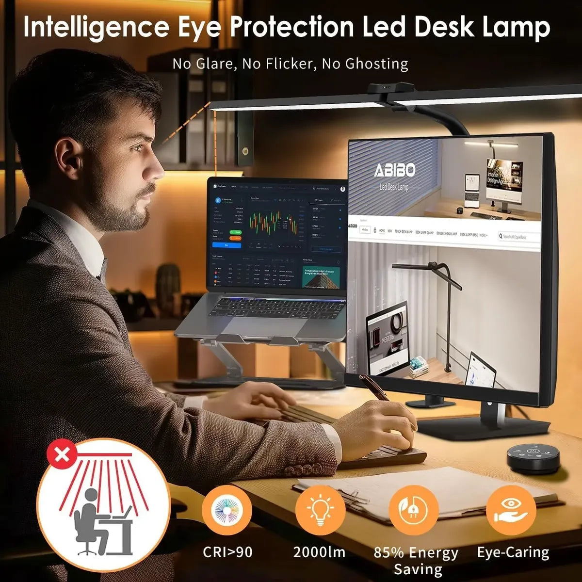 Lámpara Barra De Luz Led Para Monitor Con Control, Oficina Negro