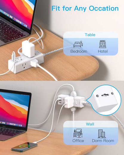 Extensión De Regleta Multitomas Usb C Protector Sobretensiones