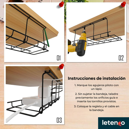 Bandeja Organizadoras De Cables Para Debajo Escritorio Metal