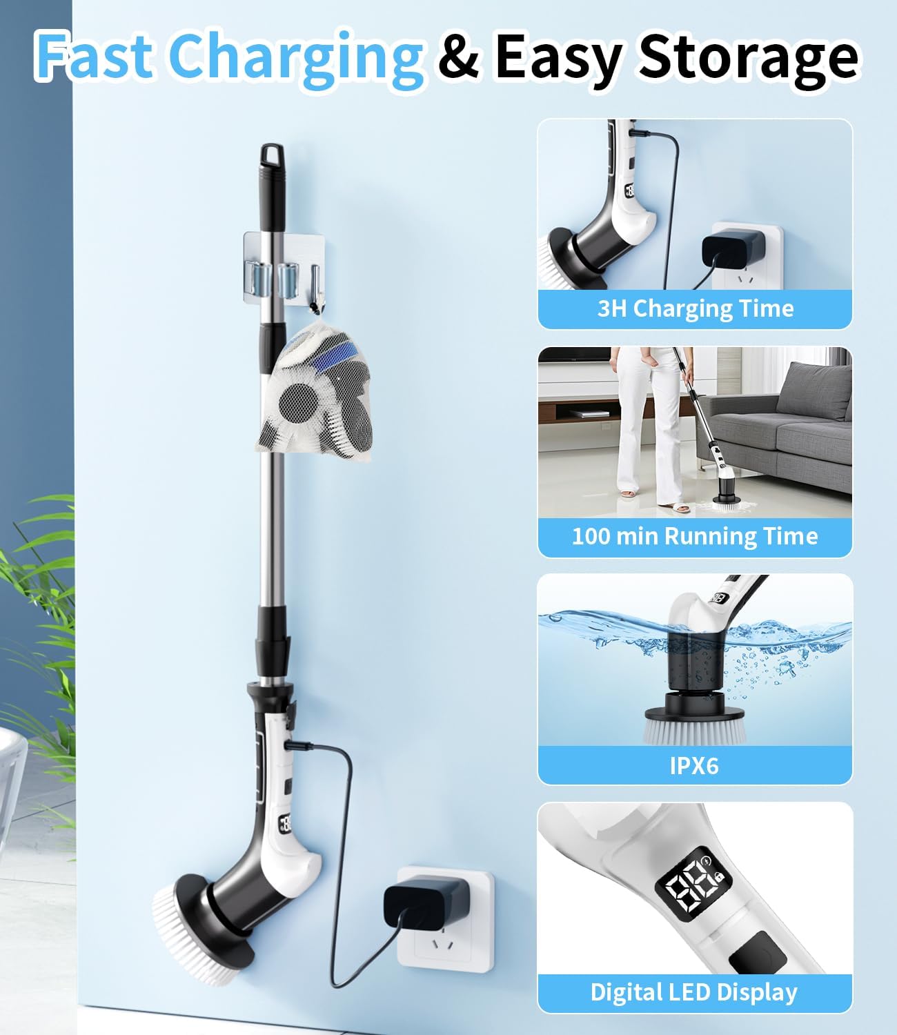 Cepillo Eléctrico De Limpieza Blanco