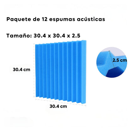 Paquete De 24 Paneles De Espuma Acustica Aislamiento Estudio