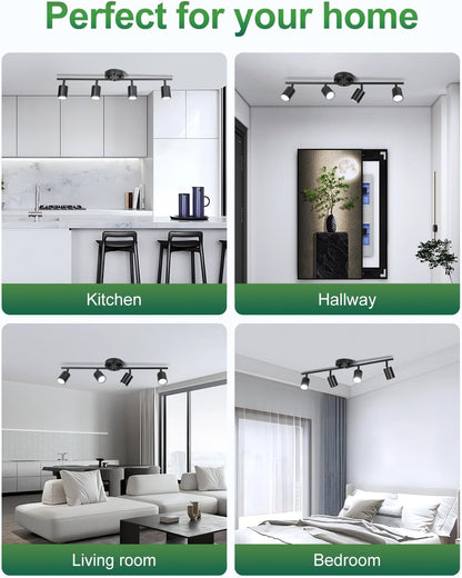 Lámpara De Techo Moderna Plegable Con Cabezal Giratorio Negro