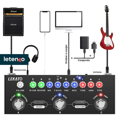 Pedalera Multiefectos Lekato Para Guitarra Eléctrica, Bajo