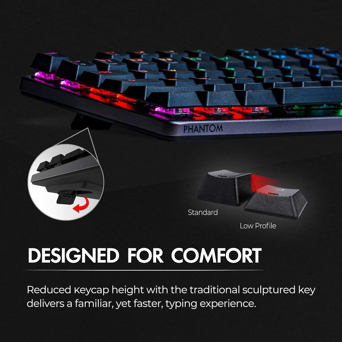 Teclado Mecanico Gaming 80% Tecware Phantom L Low Profile Teclado Negro Rgb Idioma Inglés Us Tw-kb-pl-zobr Qwerty