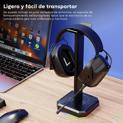 Base Soporte De Auriculares Diademas Gamer Rgb Para Mesa