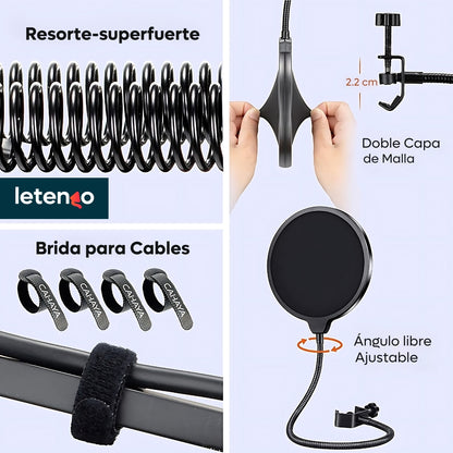 Brazo De Tijera Cahaya Soporte Para Micrófono Celular Cámara Luz Led Ajustable