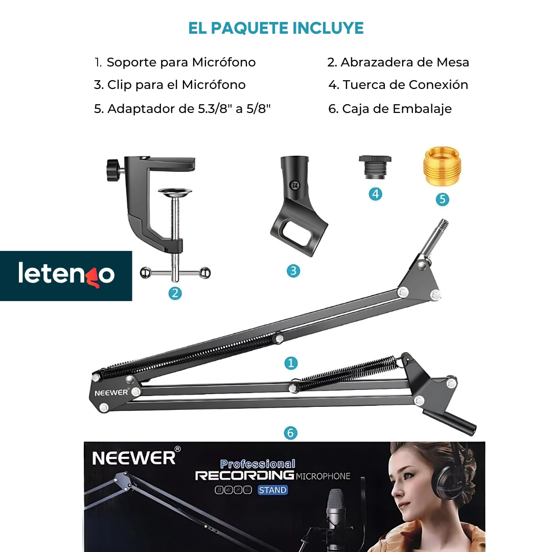 Soporte De Brazo Tijera Ajustable Neewer Nb-3 Para Micrófono