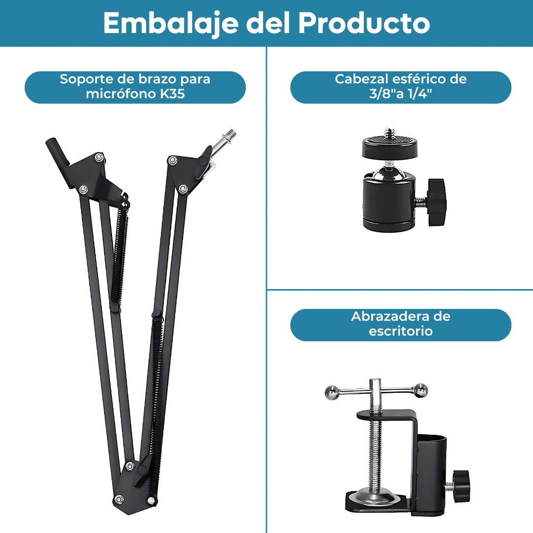 Brazo Soporte Ajustable Para Micrófono Cámara Celular Webcam