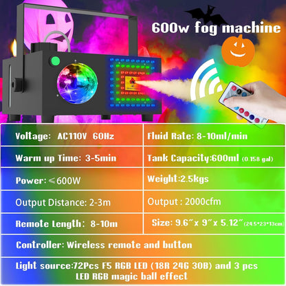 Maquina De Niebla Cámara Humo De Luz Led Discoteca Bar Dj Fiesta