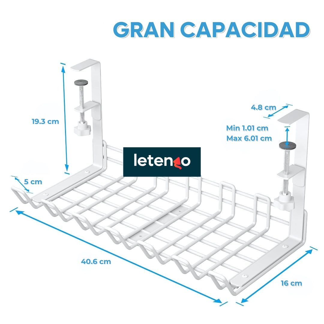 Bandeja Organizadora De Cables Para Mesa Escritorio De Metal