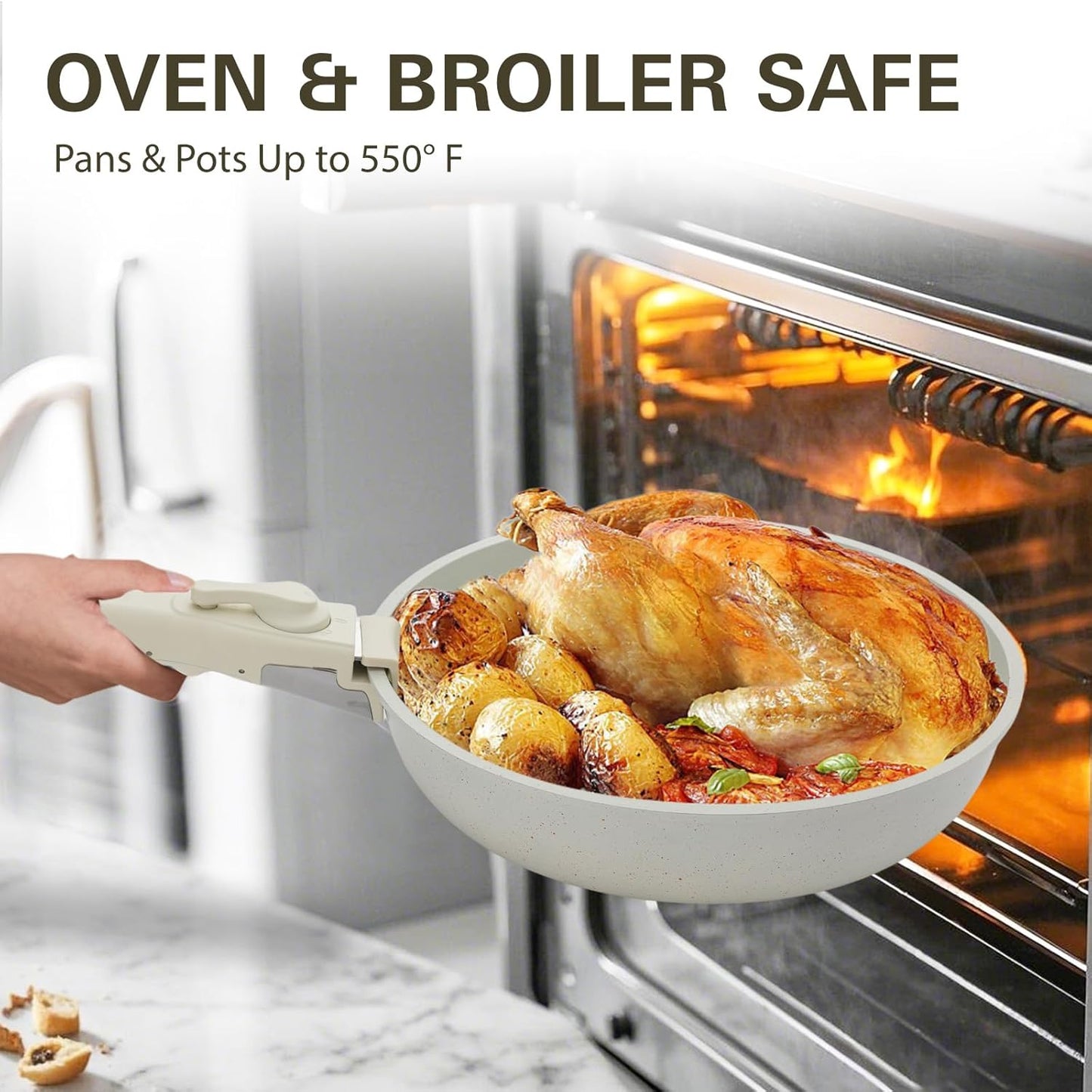 Juego De Ollas De Cerámica Batería Antiadherente Extraíble