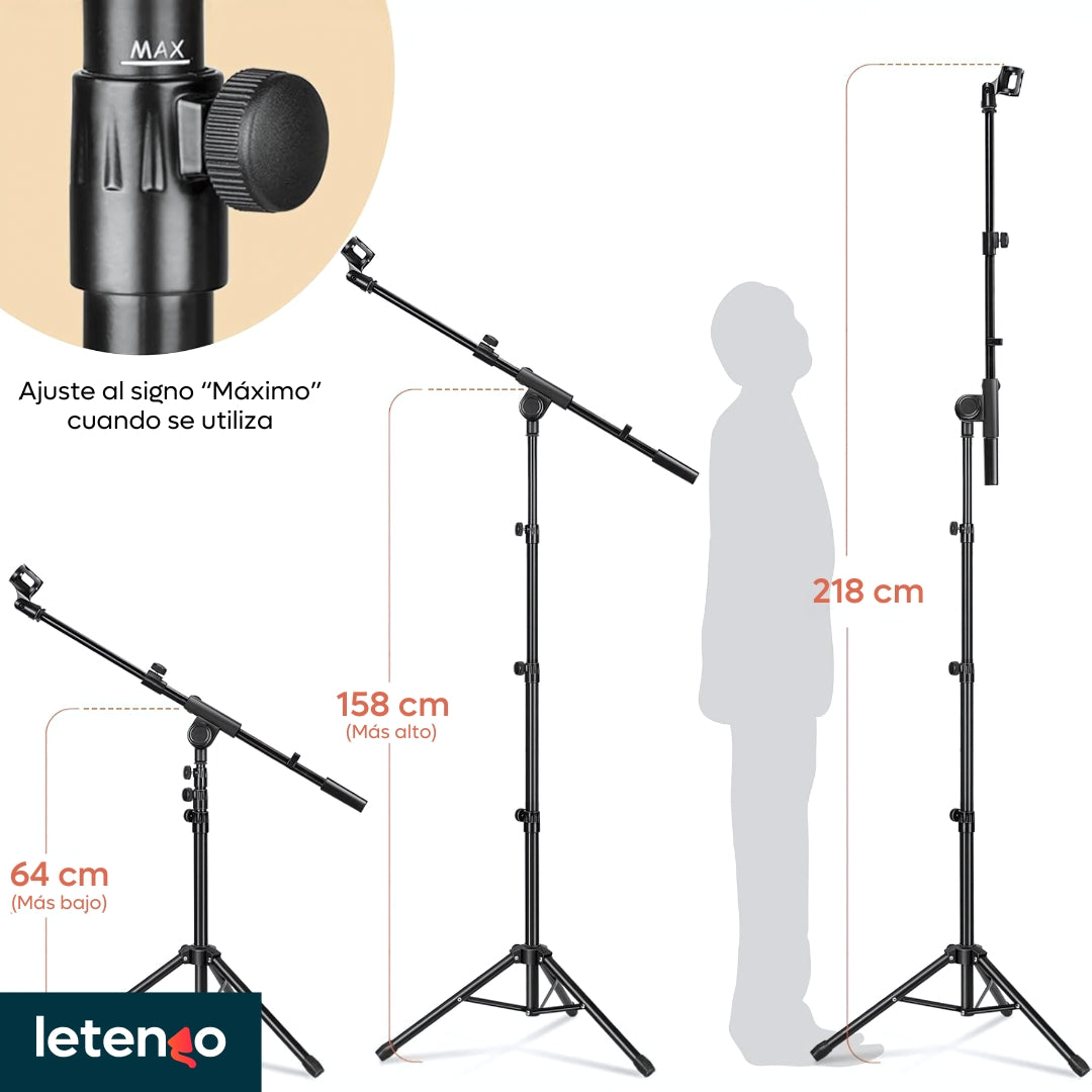 Soporte Base Para Micrófono + Bolso + 2 Clips, Trípode Paral