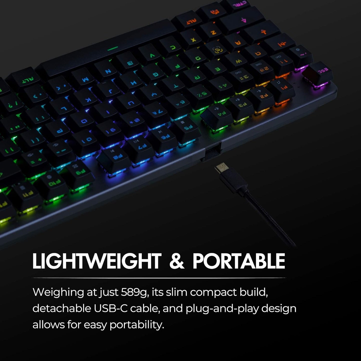 Teclado Mecanico Gaming 80% Tecware Phantom L Low Profile Teclado Negro Rgb Idioma Inglés Us Tw-kb-pl-zobr Qwerty