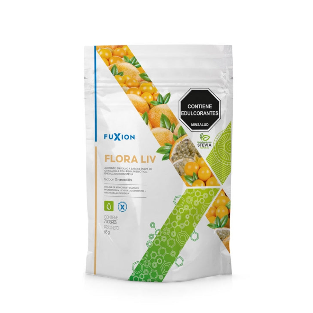 Flora Liv Fuxion Probióticos y Fibra Prebiótica para la Salud Digestiva - 7 Sobres