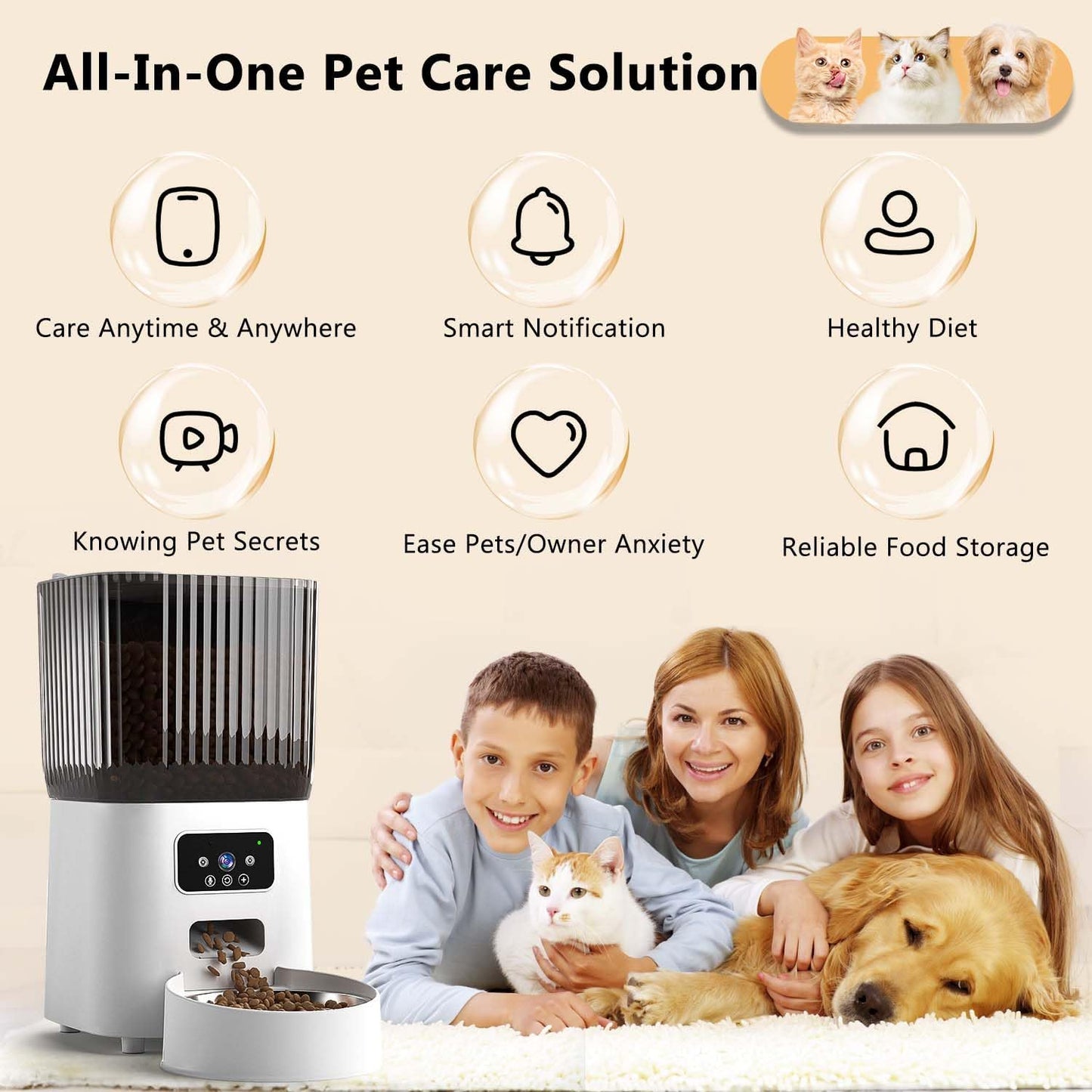 Comedero Dispensador Automático Gatos Perros Cámara App Voz