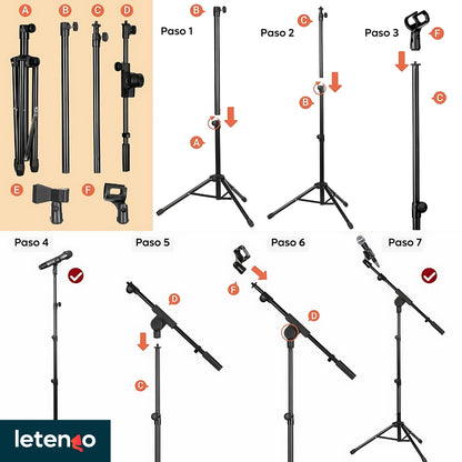 Soporte Base Para Micrófono + Bolso + 2 Clips, Trípode Paral