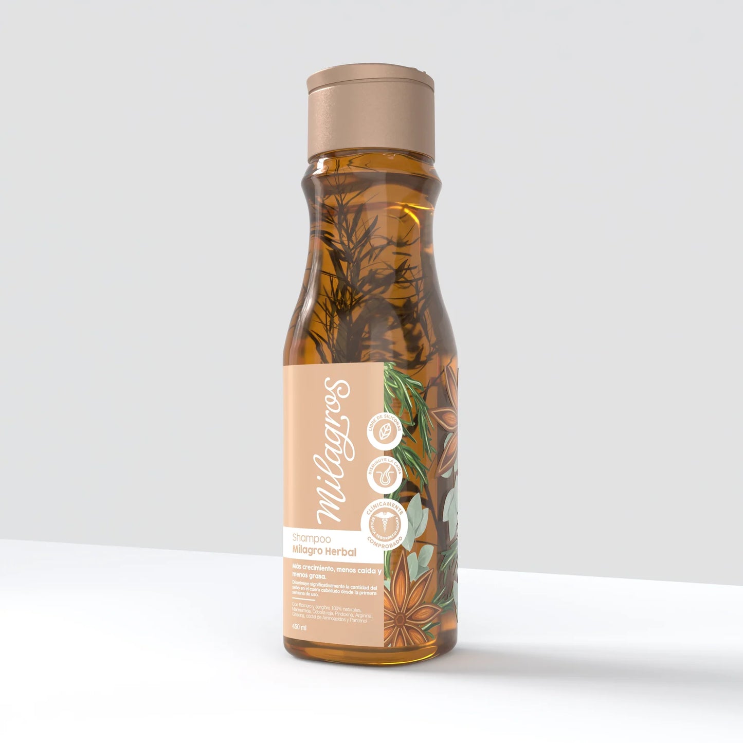 Shampoo Milagro Herbal Con Romero y Jengibre 450 mL - Milagros