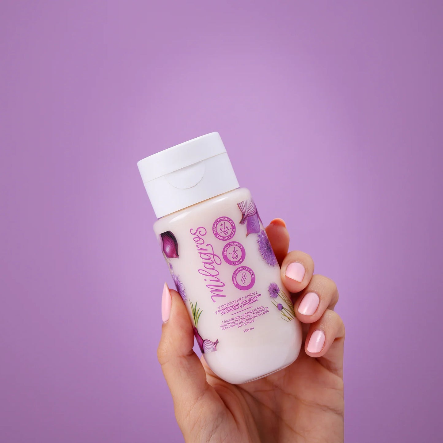 Mini Acondicionador Antifrizz y Fortalecer Con Extracto De Cebolla y Péptidos 100 mL - Milagros