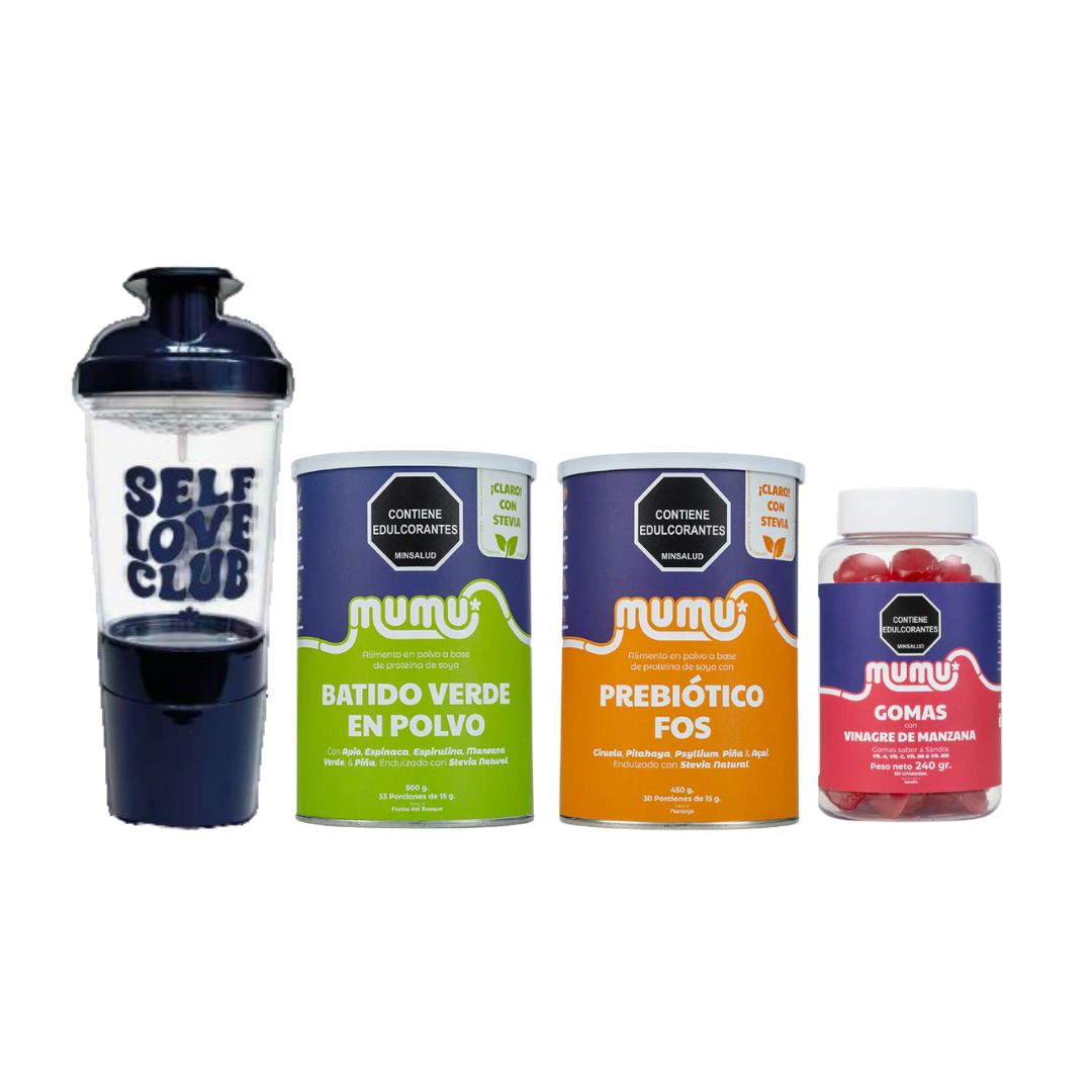 Kit De Reinicio: Batido Verde, Fibra Y Gomitas De Vinagre De Manzana - Mumu