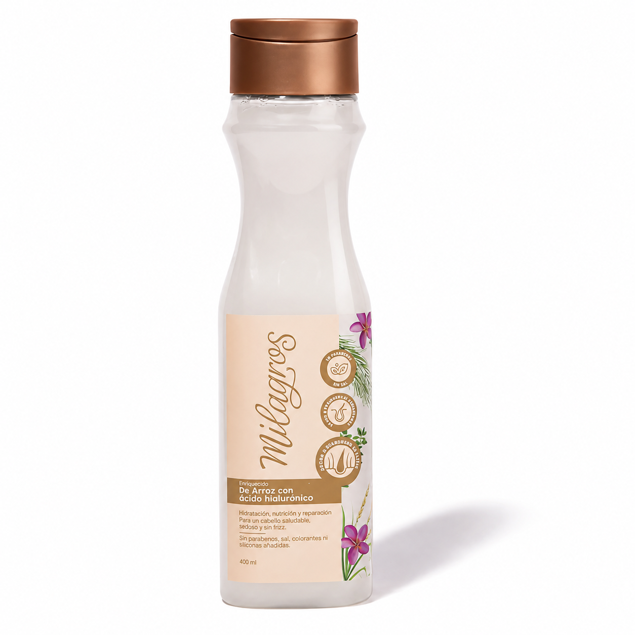 Shampo de Arroz Con Ácido Hialurónico 450 mL - Milagros